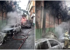 Incêndio destrói cinco veículos e danifica outro em rua sem saída no Cabula